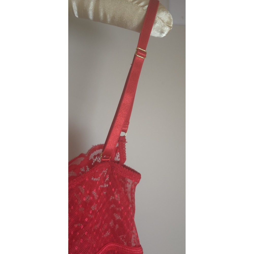Seven Til Midnight Midnight Women's M Red Lace‎ Lingerie push up bra sheer lace - Picture 13 of 15